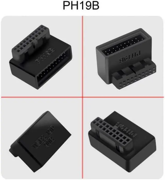 Alt view image 7 of 7 - Xiwai 1Set USB 3.0 20pin Male to Female Extension Adapter Up & Down Angled 90 Degree Overmold