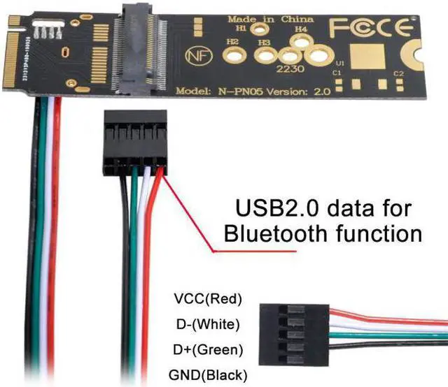 Alt view image 7 of 7 - Xiwai Cable Wireless NGFF A/E-Key WiFi Card to M.2 NGFF Key-M NVME SSD Adapter for AX200 Wifi 6 Bluetooth 5.1