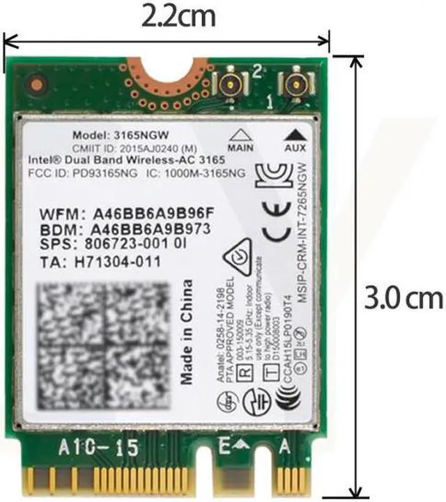Alt view image 3 of 7 - Jimier CY EP-004-3165AC Dual Band 2.4G 5Ghz 433Mbps 3165AC NGFF 802.11AC WiFi 3165NGW M.2 WLAN Card +BT 4.0 Network Adapter