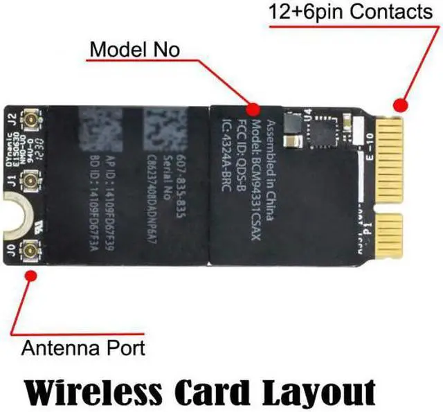 Alt view image 3 of 7 - Jimier Cable BCM94331CSAX BCM94331CSDAX BCM4331 Bluetooth Wireless Wifi Card Module 802.11N for Mac 2012-2013 MD212 MD213 A1398 A1425
