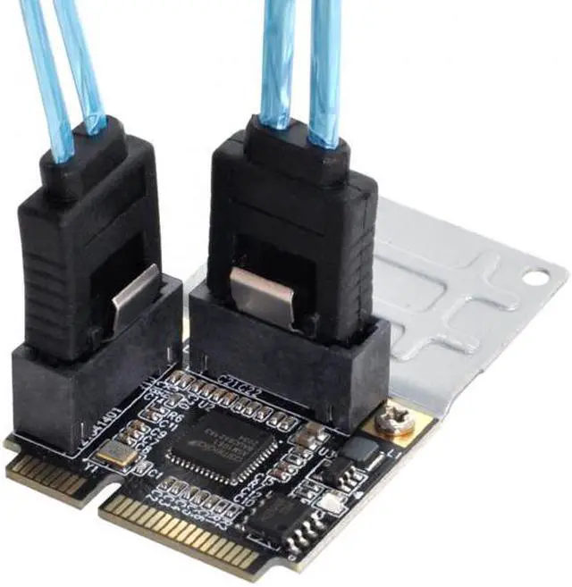 Alt view image 3 of 7 - Chenyang Cable Mini PCI-E PCI Express to SATA 3.0 Dual Ports Adapter Converter Hard Drive Extension Card
