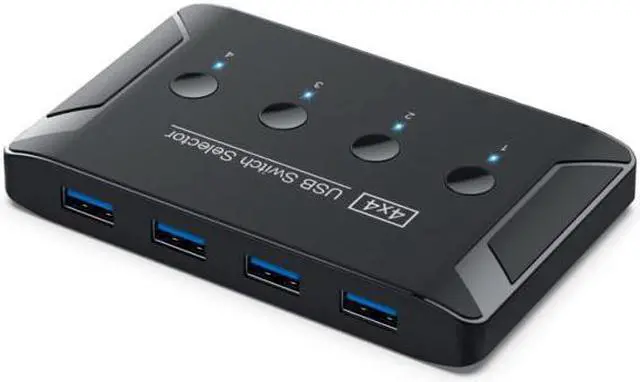 Alt view image 5 of 7 - Jimier KVM USB 3.0 Switch Selector 4 Port PCs Sharing 4 Devices for Keyboard Mouse Scanner Printer