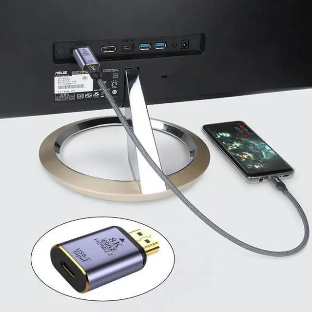 Alt view image 7 of 7 - HKCY UC-012-H8K USB-C Type C Female Source to HDMI Sink HDTV Adapter 8K@60hz 4K@120hz for TabletPhoneLaptop