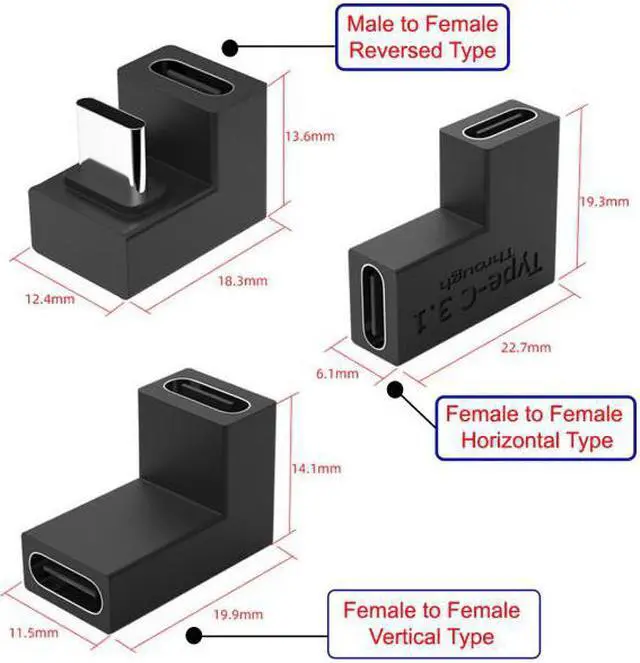 Alt view image 3 of 7 - HKCY UC-077 3pcs/lot USB 3.1 Type C Male Female to USB-C Female Power Data 10Gbps Adapter for NS SwitchPhone