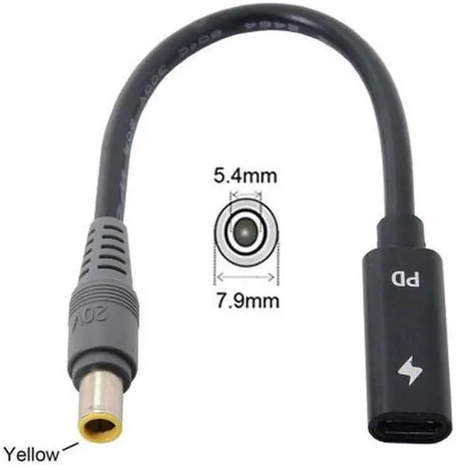 Alt view image 5 of 5 - Chenyang Cable Type C USB-C Female Input to DC 7.9*5.4mm Power PD Charge Cable fit for Laptop 18-20V