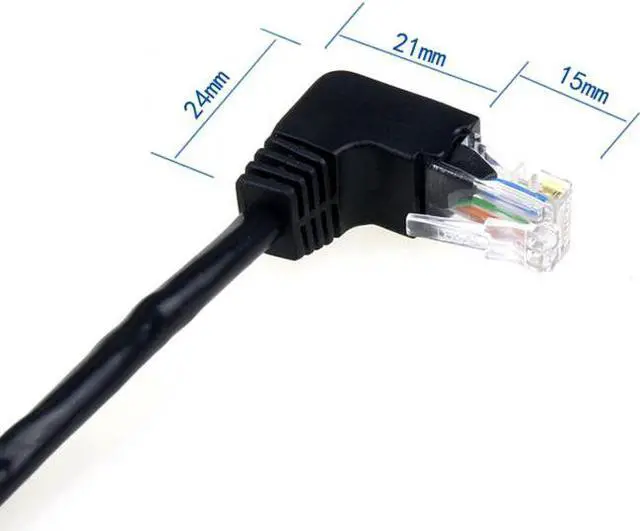 Alt view image 3 of 7 - Chenyang Cable Down Angled 90 Degree 8P8C FTP STP UTP Cat 5e Male to Female Lan Ethernet Network Extension Cable 50cm