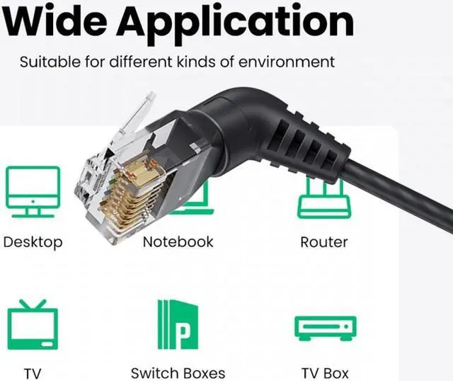 Alt view image 4 of 7 - Chenyang 0.5M CAT6 UTP Male to Male 360 Degree Angled Rotating Cable RJ45 8P8C 1000Mbps for Lan Ethernet Network