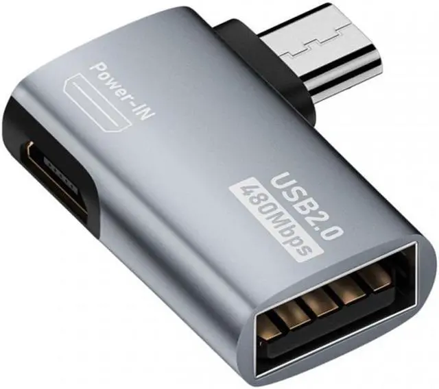 Main image of Chenyang Micro USB 2.0 to Type-A Female OTG Host Adapter 90 Degree Left Angled with USB Power for Phone Tablet