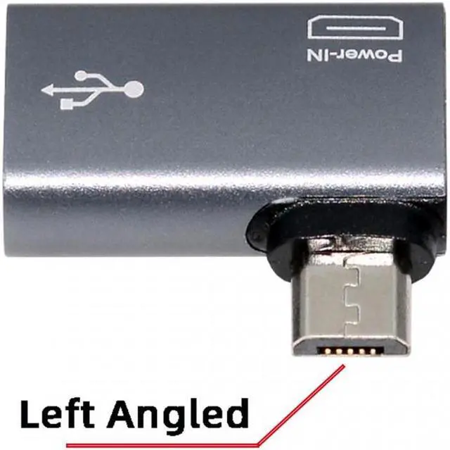Alt view image 7 of 7 - Chenyang Micro USB 2.0 to Type-A Female OTG Host Adapter 90 Degree Left Angled with USB Power for Phone Tablet