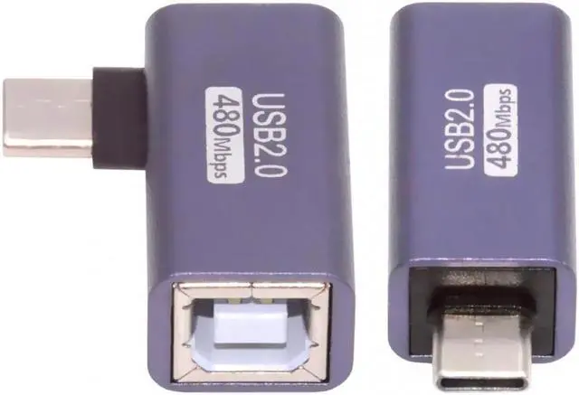 Alt view image 7 of 7 - Jimier 2pcs/lot USB 2.0 B Type Female to Type-C Male Angled & Straight Extension Adapter for Printer Phone Disk