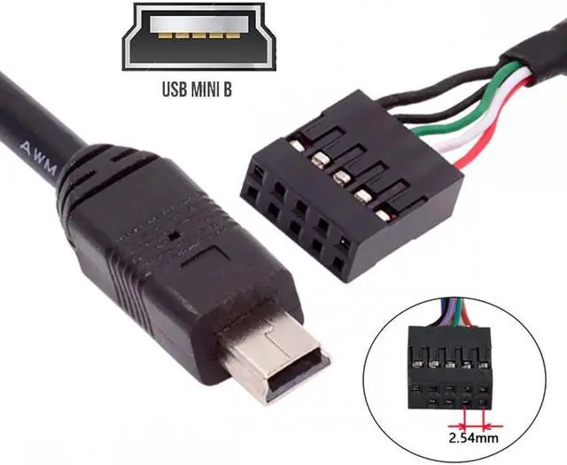 Alt view image 5 of 7 - Xiwai USB 2.0 Motherboard 9pin 10pin Header to Mini USB 5Pin Cable 50cm for Mini Monitor Sensor Panel Camera
