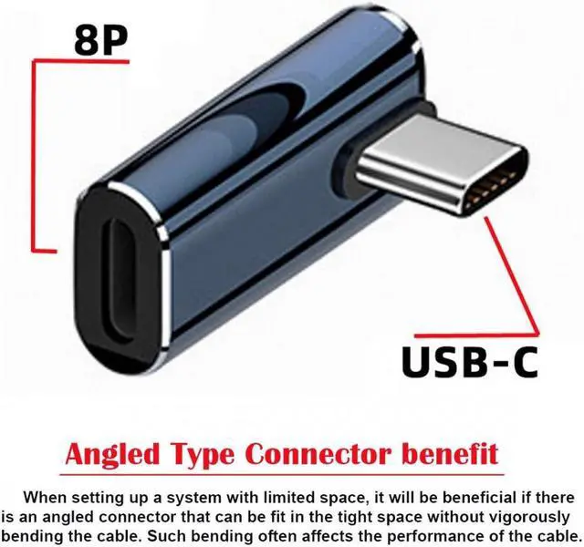 Alt view image 2 of 7 - Jimier USB-C Type C Male to 8P Female 27W Power 480Mbps Data Adapter Low Profile Angled Compatible with iPhone 15 & Android & Tablet