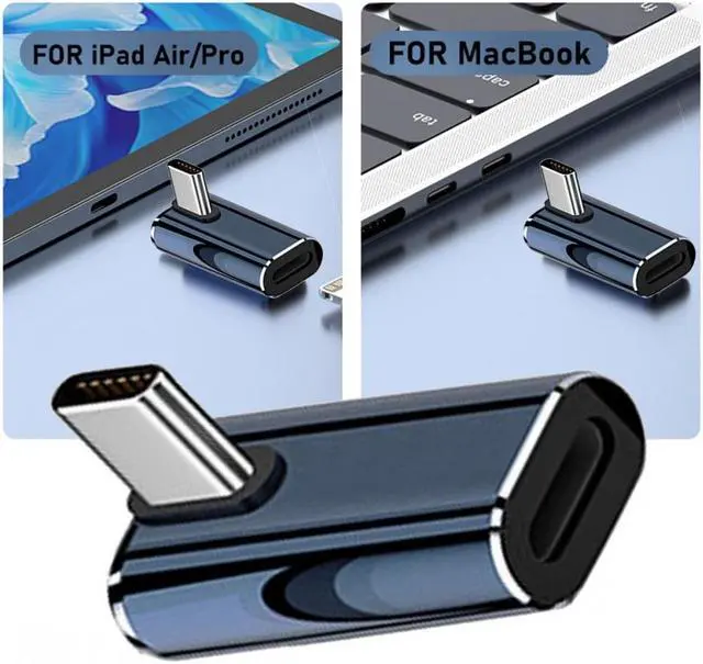 Alt view image 4 of 7 - Jimier USB-C Type C Male to 8P Female 27W Power 480Mbps Data Adapter Low Profile Angled Compatible with iPhone 15 & Android & Tablet