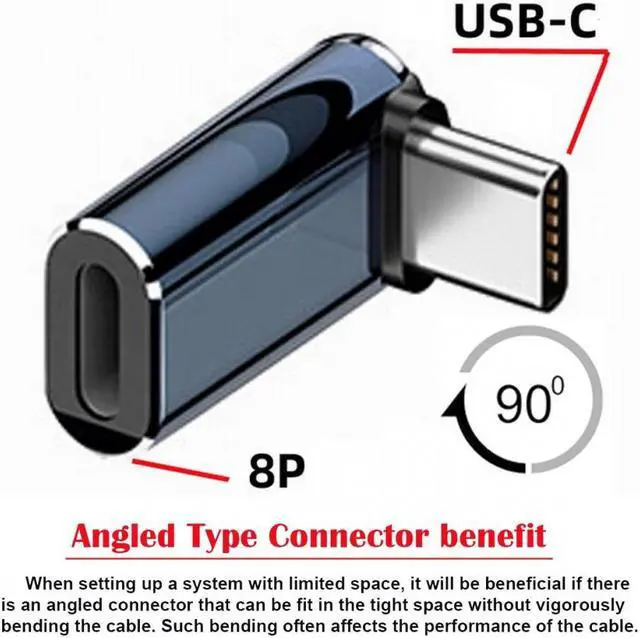 Alt view image 3 of 6 - Jimier USB-C Type C Male to 8P Female 27W Power 480Mbps Data Adapter Up Down Angled Compatible with iPhone 15 & Android & Tablet