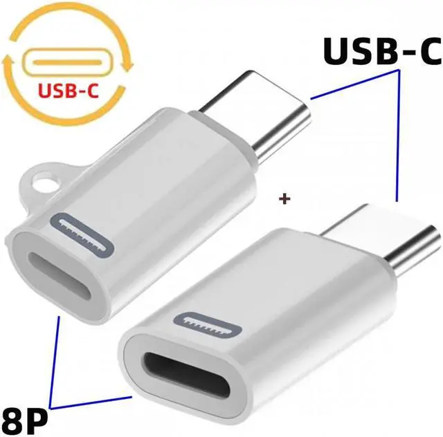 Alt view image 2 of 7 - Jimier 2pcs/set USB-C Type C Male to 8P Female 27W Power 480Mbps Data Adapter Compatible with iPhone 15 & Android & Tablet