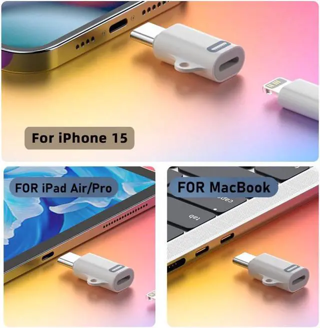 Alt view image 4 of 7 - Jimier 2pcs/set USB-C Type C Male to 8P Female 27W Power 480Mbps Data Adapter Compatible with iPhone 15 & Android & Tablet