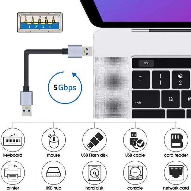Alt view image 2 of 7 - Jimier USB 3.0 Type-A Male to USB3.0 A Male Cable Silver 5Gbps for Disk SSD Camera Data 30cm