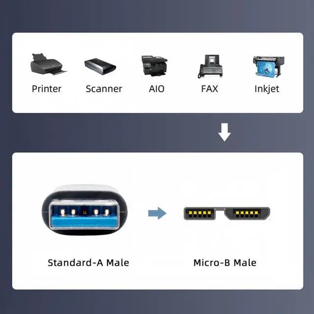 Alt view image 4 of 7 - Jimier USB 3.0 Type-A Male to Micro 3.0 B Male Cable Silver 5Gbps for Disk SSD Camera Data 30cm