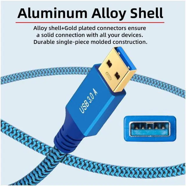 Alt view image 3 of 7 - Jimier 0.3M USB 3.0 Type-A Male to USB3.0 A Male Cable Extension Blue Sleeve 5Gbps for Disk SSD Camera Data