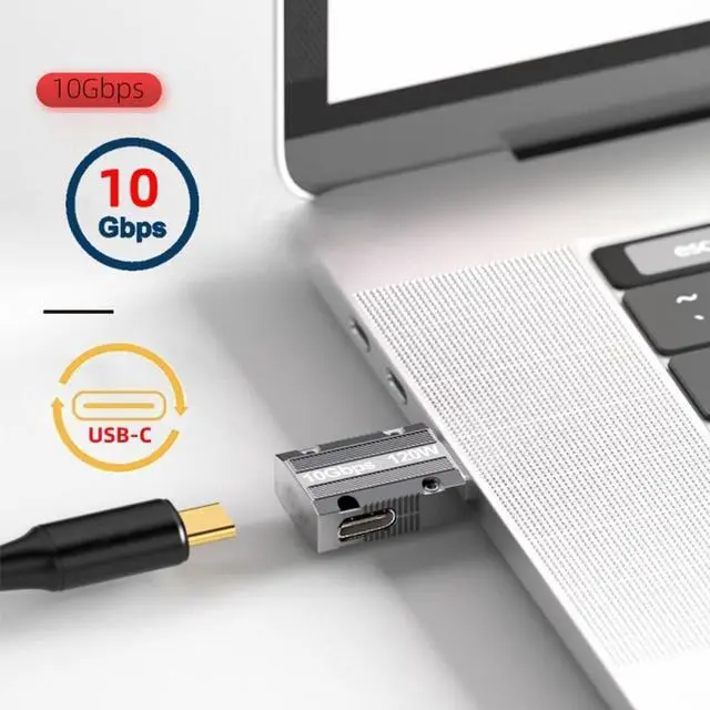 Alt view image 7 of 7 - Cablecc USB-C USB 3.1 Type C Female to USB 3.0 Type-A Male 90 Degree Right Angled Slim Type 10Gbps Data 120W Power Adapter Mecha Cyberpunk Style