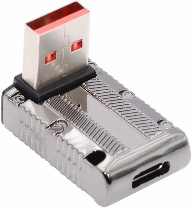 Main image of Jimier USB-C USB 3.1 Type C Female to USB 3.0 Type-A Male 90 Degree Down Angled Low Profile Type 10Gbps Data 120W Power Adapter Mecha Cyberpunk Style
