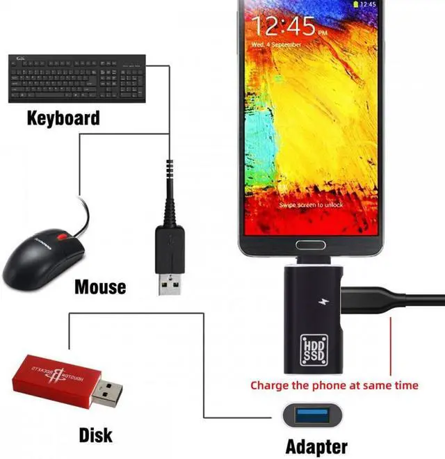 Alt view image 2 of 7 - Jimier 10Gbps USB-C Type-C to USB 3.0 Female OTG & DC 5V Power Adapter for Tablet Phone