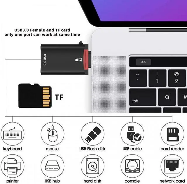 Alt view image 5 of 7 - Xiwai 10Gbps USB-C Type-C to USB 3.0 Female OTG & TF Micro-SD Card Reader Adapter for Laptop Tablet Phone