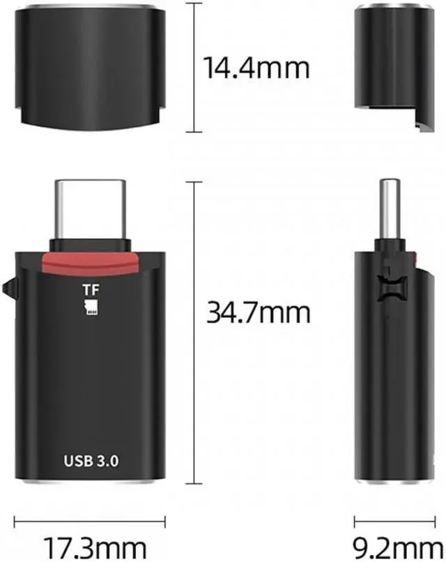 Alt view image 7 of 7 - Xiwai 10Gbps USB-C Type-C to USB 3.0 Female OTG & TF Micro-SD Card Reader Adapter for Laptop Tablet Phone