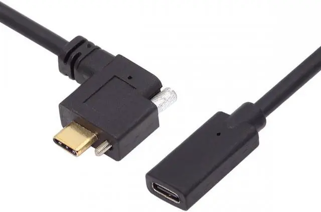 Main image of CY USB-C USB 3.1 Type C Right Angled Male to Female Extension Data Screw Locking Cable for for Realsense Camera VR Quest Link