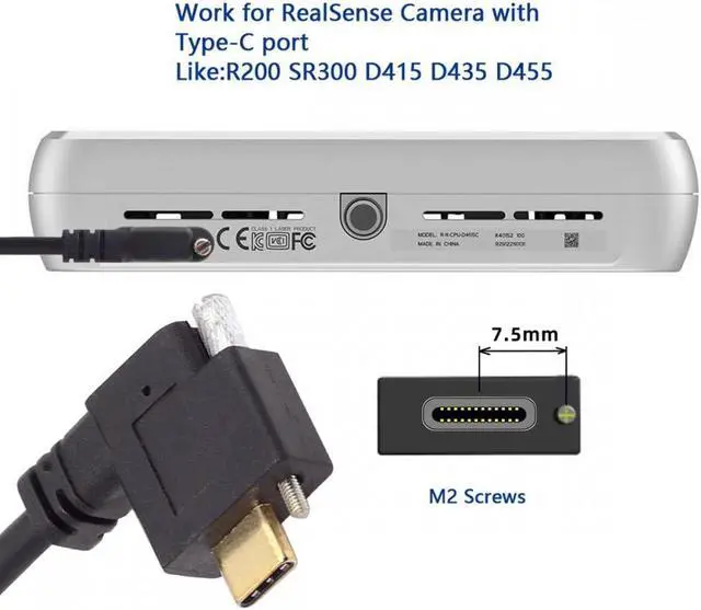Alt view image 3 of 7 - CY USB-C USB 3.1 Type C Right Angled Male to Female Extension Data Screw Locking Cable for for Realsense Camera VR Quest Link