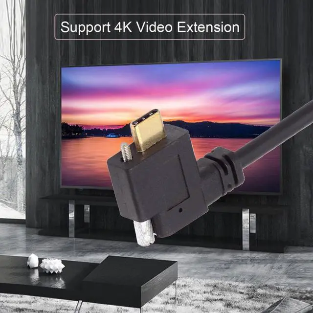 Alt view image 4 of 7 - CY USB-C USB 3.1 Type C Right Angled Male to Female Extension Data Screw Locking Cable for for Realsense Camera VR Quest Link