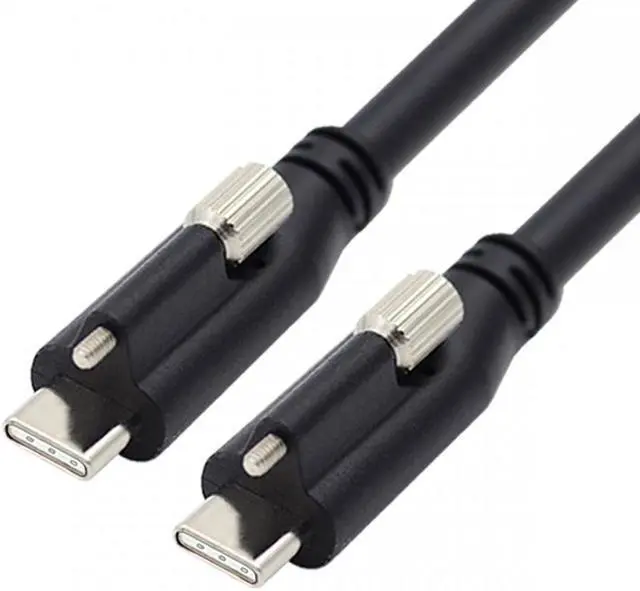 Main image of Cablecc 1.2M USB 3.1 Type-C Locking to Locking USB-C Data Power Cable for Camera With Single Panel Mount Screw Connector