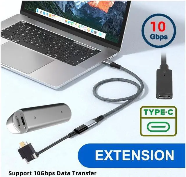 Alt view image 6 of 7 - FVH USB-C USB 3.1 Type C Up Angled Male to Female Extension Data Screw Locking Cable for for Realsense Camera VR Quest Link