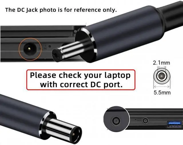 Alt view image 6 of 7 - Jimier Type C USB-C Input to 20V DC 5.5*2.1mm Output Power 100W 135W 140W 65W PD Charge Cable for Laptop