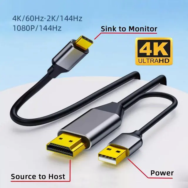 Alt view image 2 of 7 - Cablecc Reversible HDMI 1.4 Source to USB 3.1 Type C USB-C Displays Male 4K HDTV Cable for Laptop Monitor 1.8m