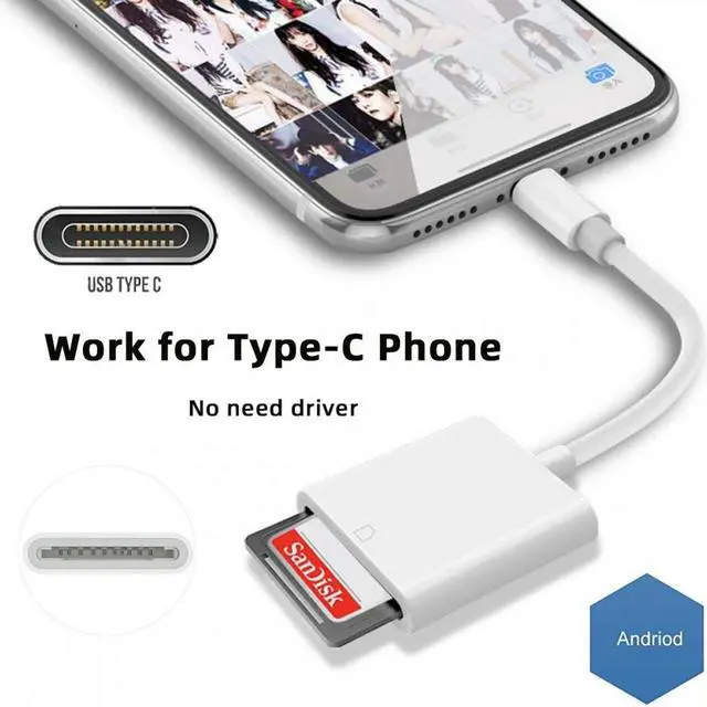 Alt view image 4 of 7 - Jimier USB 2.0 Type C USB-C to Standard SD SDXC SDHC Card Reader Adapter Compatible with Macbook Laptop Tablet Phone