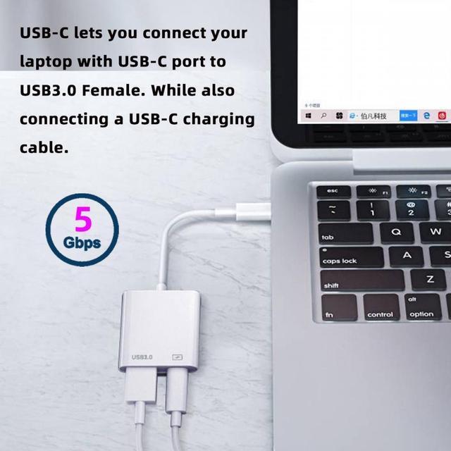 Alt view image 6 of 7 - Chenyang Type C USB-C to Standard Type-A USB3.0 Female with PD Power Charge Adapter Compatible with Macbook Laptop Tablet Phone