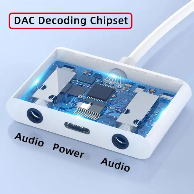 Alt view image 3 of 7 - CY Type C USB-C to Dual 3.5mm Audio AUX & MIC Sound Card with PD Power Charge Adapter Compatible with Laptop Tablet Phone