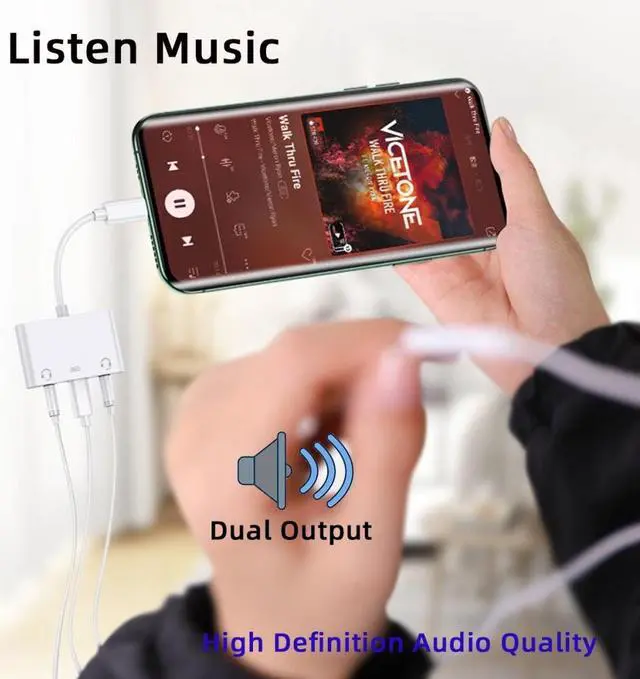 Alt view image 4 of 7 - CY Type C USB-C to Dual 3.5mm Audio AUX & MIC Sound Card with PD Power Charge Adapter Compatible with Laptop Tablet Phone