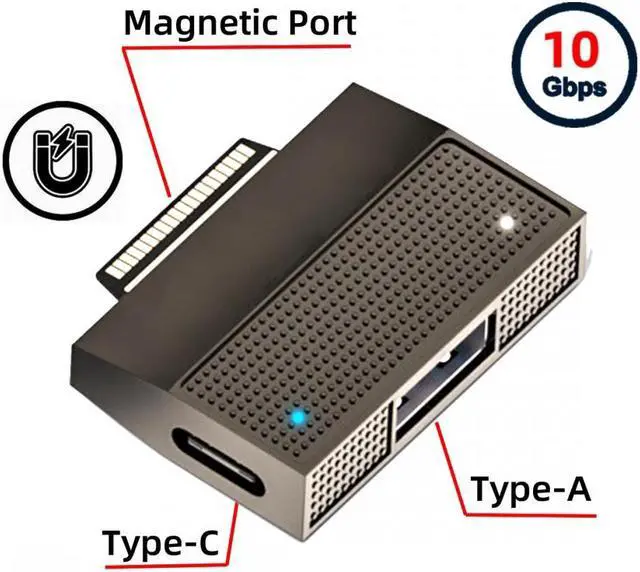 Alt view image 6 of 7 - Xiwai Magnetic to USB3.1 Type-A & 15V Type-C USB-C Data Charge Adapter SF532 for Surface Pro9 Pro8 Pro7 Pro6 Pro X Go Book