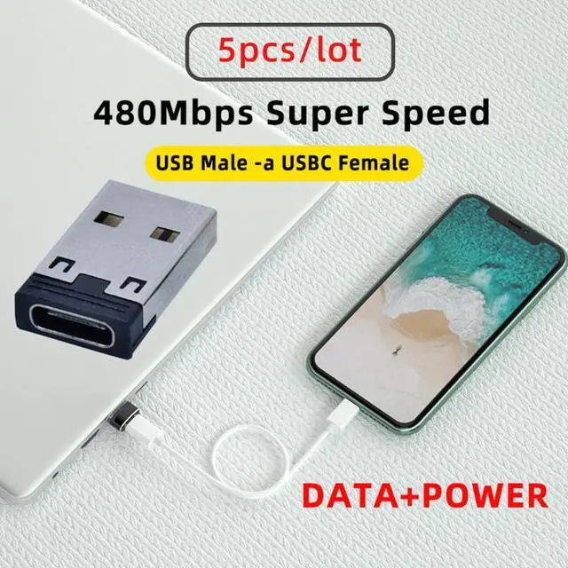 Alt view image 2 of 7 - Cablecc 5pcs/lot USB-C Type C Female to USB 2.0 A Male 480Mbps Data Power Adapter for Laptop Tablet Phone