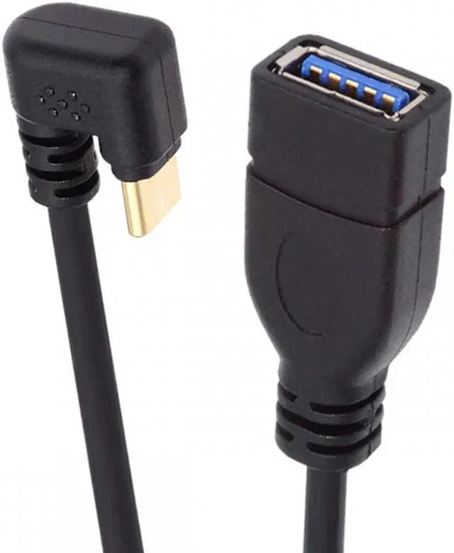 Main image of Jimier USB-C USB 3.1 Type-C Male to USB 3.0-A Female 10Gbps OTG Data Power Cable Opposite U Shape Back Angled