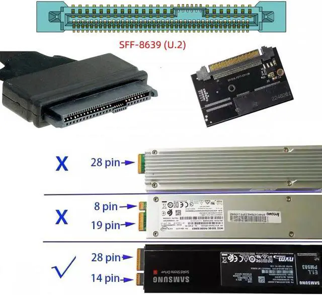 Alt view image 2 of 7 - Cablecc U.2 SFF-8639 Host Adapter to NVMe Ruler 1U GEN-Z EDSFF 2C 8X Short SSD PM983 E1.L Carrier Adapter