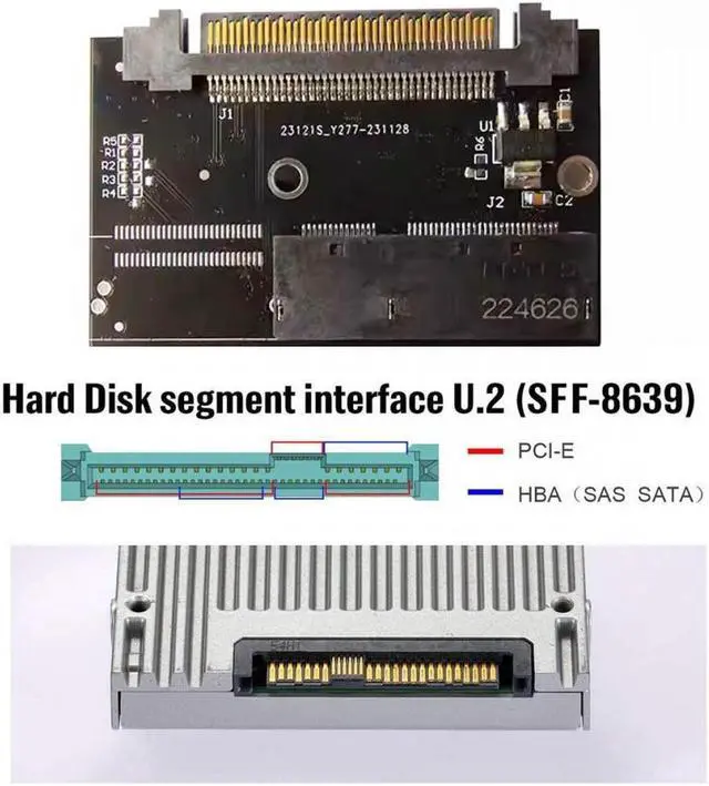 Alt view image 5 of 7 - Cablecc U.2 SFF-8639 Host Adapter to NVMe Ruler 1U GEN-Z EDSFF 2C 8X Short SSD PM983 E1.L Carrier Adapter