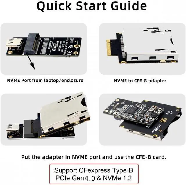 Alt view image 4 of 7 - CY CFexpress Type-A to Type-B Memory Card Kit Case CFE CFA to CFB Adapter Compatible with Camera 8K RAW PCIe Expansion
