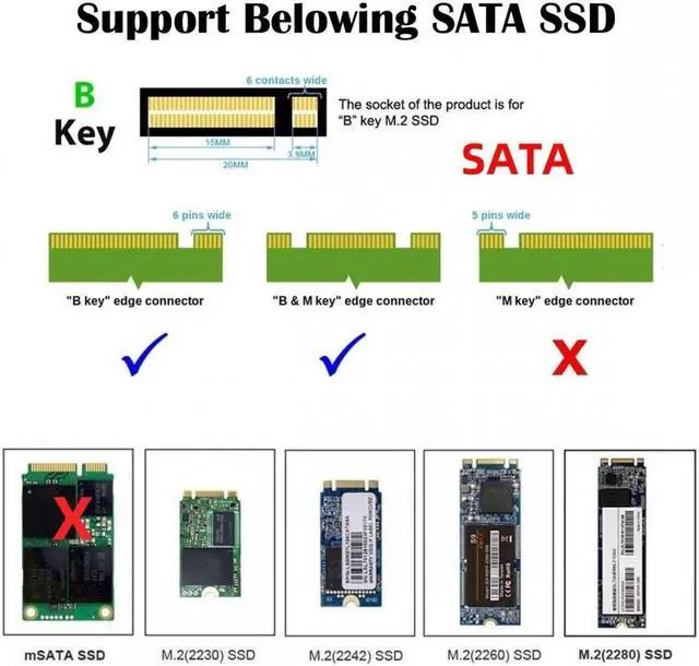 Alt view image 4 of 7 - Jimier NGFF B-Key 22x30mm to 22x42mm Male to Female Extension Adapter for 2230 SSD LTE Card