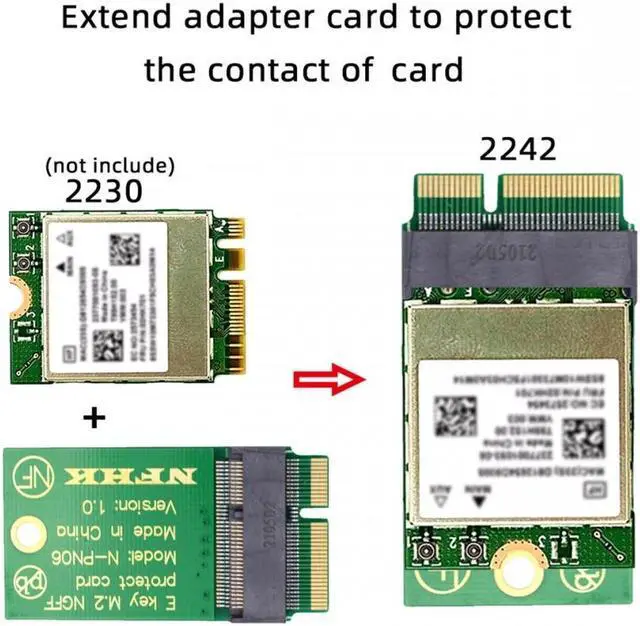 Alt view image 5 of 6 - Chenyang NGFF E-Key A+E Key 22x30mm to 22x42mm Male to Female Extension Adapter for Wireless Card