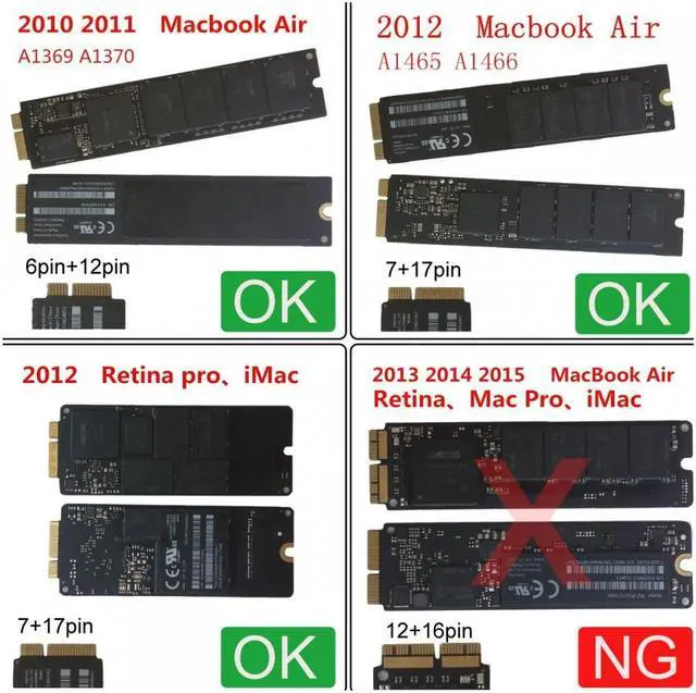 Alt view image 4 of 7 - Jimier 2.5inch SATA 22Pin to 2010 2011 2012  Air Pro Retina SSD 12+6Pin 17+7Pin A1425 A1398 MC975 MC976 Case Enclosure