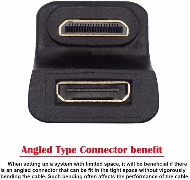 Alt view image 4 of 7 - CY 360 Degree Up Opposite U Shape Back Angled Mini HDMI 1.4 Male to Mini Female Extension Adapter Converter