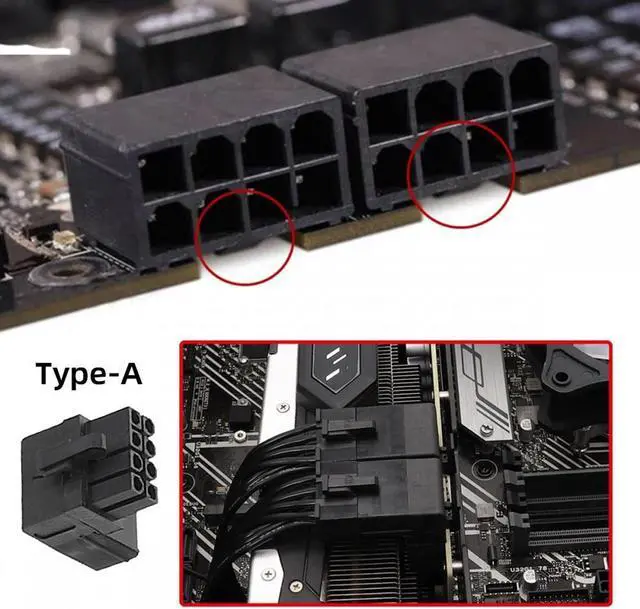 Alt view image 6 of 7 - Jimier 2pcs/lot ATX 8P Male to Female 90 Degree Up Down Angled Power Header Adapter for GPU Graphics Card